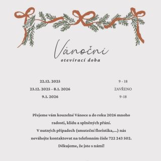 🎄 Vánoční otevírací doba 🎄 Rádi bychom vás informovali o naší provozní době na přelomu roku: 📅 Poslední otevřený den v...